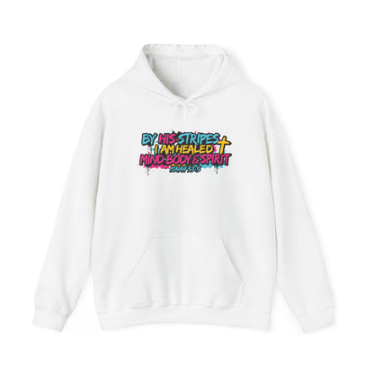 Christian Hoodie By His Stripes I Am Healed Colorful Faith Pullover