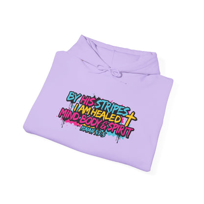 Christian Hoodie By His Stripes I Am Healed Colorful Faith Pullover